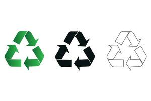 ensemble de vecteur recyclage symboles. vert recyclage signe sur une blanc Contexte. réutilisation, mise à jour, matériaux. vecteur illustration dans plat style.