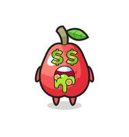 personnage de pomme d'eau avec une expression de fou d'argent vecteur