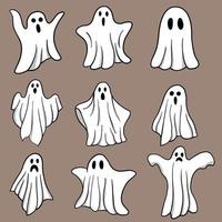 simplicité halloween fantôme dessin à main levée collection de design plat. vecteur