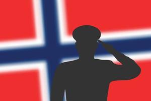 silhouette de soudure sur fond flou avec le drapeau de la norvège. vecteur