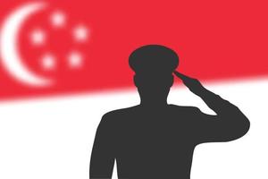 silhouette de soudure sur fond flou avec le drapeau de singapour. vecteur