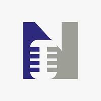 lettre n Podcast logo. la musique symbole vecteur modèle