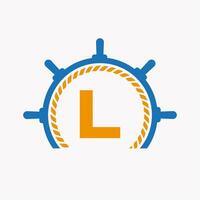 lettre l croisière pilotage logo. yacht symbole, navire logotype, Marin signe modèle vecteur