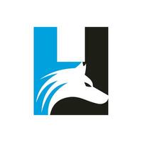 lettre h Loup logo. Loup symbole vecteur modèle