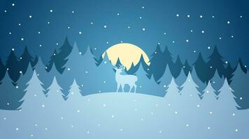 hiver saison silhouette paysage vecteur illustration. paysage de renne silhouette dans le neige colline. du froid saison panorama pour illustration, Contexte ou fond d'écran