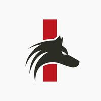 lettre je Loup logo. Loup symbole vecteur modèle