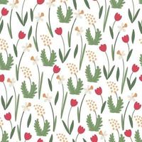 motif floral de printemps sans couture avec tulipes, jonquilles et mimosa vecteur