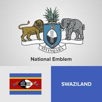 Emblème national du Swaziland, carte et drapeau vecteur