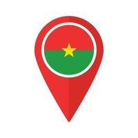 drapeau de burkina faso drapeau sur carte localiser icône isolé rouge Couleur vecteur