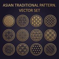 divers motif traditionnel géométrique asiatique. ensemble de vecteurs vecteur