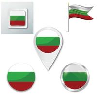 ensemble d'icônes du drapeau national de la bulgarie vecteur