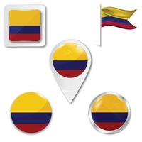ensemble d'icônes du drapeau national de la colombie vecteur