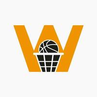 lettre w basketball logo concept. panier Balle logotype symbole vecteur modèle