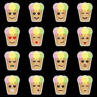 icônes de visage de crème glacée émotionnelle vecteur