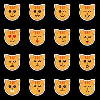 icônes de visage de chat émotionnel vecteur