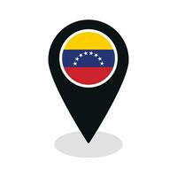 drapeau de Venezuela drapeau sur carte localiser icône isolé noir Couleur vecteur