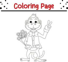 mignonne singe coloration page pour les enfants. vecteur illustration coloration livre.