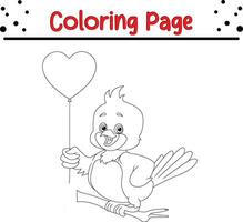 mignonne animal en portant l'amour cœur coloration page pour les enfants. vecteur illustration coloration livre.