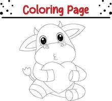 mignonne animal en portant l'amour cœur coloration page pour les enfants. vecteur illustration coloration livre.