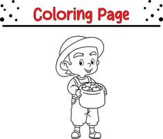 peu agriculteur est collection l'amour gros seau coloration page pour les enfants. vecteur illustration coloration livre.