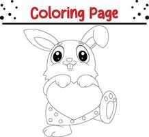 mignonne animal en portant l'amour cœur coloration page pour les enfants. vecteur illustration coloration livre.