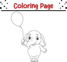 dessin animé l'éléphant en portant ballon coloration page pour des gamins vecteur