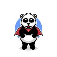Panda super-héros mascotte dessin animé vecteur