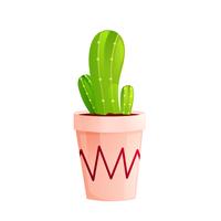 Cactus en pot de fleurs. Illustration de dessin animé de vecteur