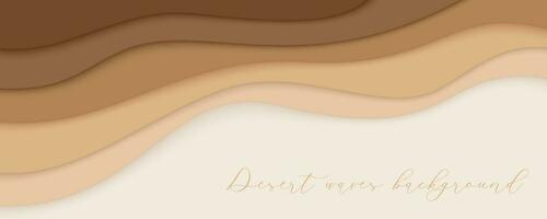 désert vagues, le sable dunes papier art bannière, affiche modèle. nu beige vagues papercut style. vecteur illustration eps dix.