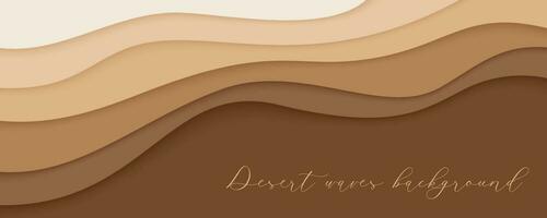 désert vagues, le sable dunes papier art bannière, affiche modèle. nu beige vagues papercut style. vecteur illustration eps dix.