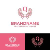 lettre q laurier l'amour logo, adapté pour affaires en relation à laurier et l'amour avec q initial. vecteur