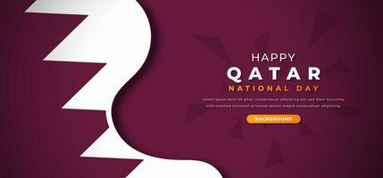 content Qatar nationale journée conception papier Couper formes Contexte illustration pour affiche, bannière, publicité, salutation carte vecteur