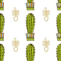 Modèle sans couture de cactus et de plantes succulentes en pots. vecteur