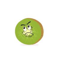 kiwi fruit dessin animé personnage avec verdâtre marron flou peau et montrer du doigt main geste, pour agriculture ou Frais nourriture conception. kiwi fruit vecteur personnages, dessin animé mignonne kiwi fruit dessin animé émoticônes.