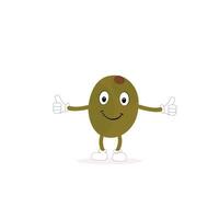 kiwi fruit sourit. mignonne dessin animé émoticônes. emoji Icônes. kiwi personnage avec une cool visage et des lunettes de soleil. parfait pour enfants, marchandise et autocollant, bannière promotion vecteur