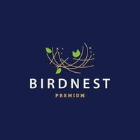 oiseau nid logo, oiseau maison abri vecteur, moderne ligne ancien conception minimaliste style symbole modèle vecteur