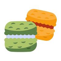 un œil contagieux conception icône de macarons, sucré sandwich biscuit vecteur