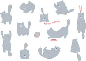 chat vecteur illustration. ensemble dessin animé chats plat conception.