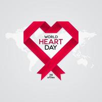 conception de la journée mondiale du coeur avec ruban de papier vecteur