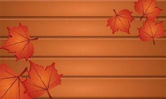 fond d'écran d'automne décore avec des feuilles et une planche de bois vecteur