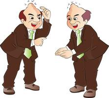 deux dessin animé Hommes dans costume montrer du doigt à chaque autre vecteur