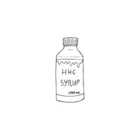 dessiné à la main hhc sirop. vecteur illustration isolé sur une blanc Contexte. cbd sirop pour santé dans une bouteille. cannabis médical produit.
