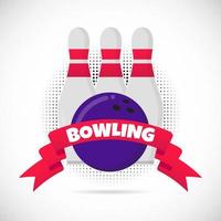 illustration vectorielle d'affiche de matériel de conception de style plat de jeu de bowling vecteur