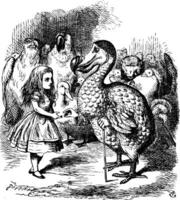 Alice et le dodo en présentant le dé vecteur