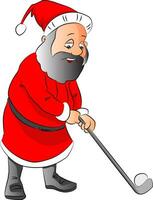 vecteur de une homme en jouant le golf dans Père Noël costume.