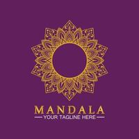 conception d'illustration de modèle de logo vectoriel mandala fleur d'or
