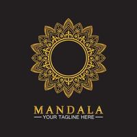 conception d'illustration de modèle de logo vectoriel mandala fleur d'or