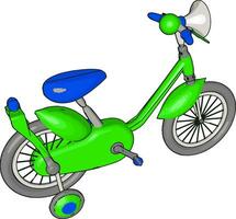 petit vélo vert, illustration, vecteur sur fond blanc.