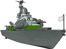 3d vecteur illustration sur blanc Contexte de une vert et gris militaire bateau