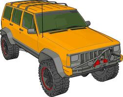 jeep cherokee jaune, illustration, vecteur sur fond blanc.